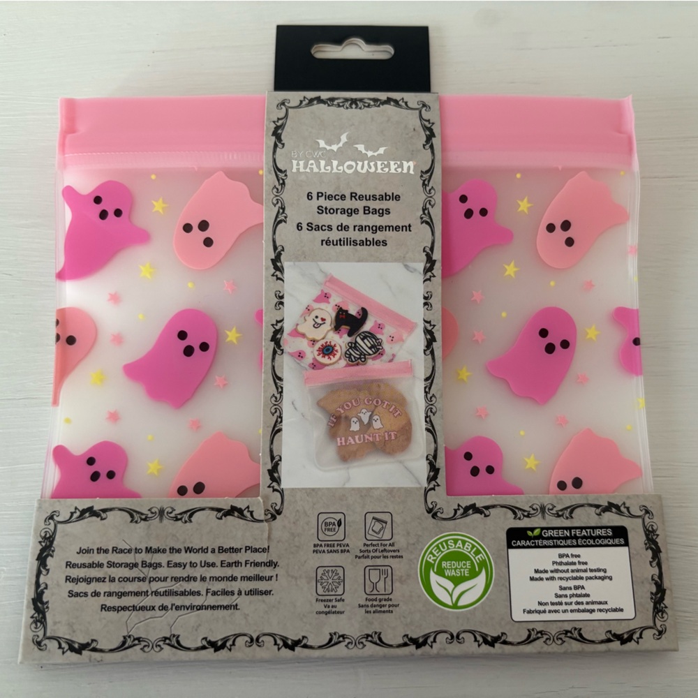 CWC Halloween reusable bags pink ghosts NWT
